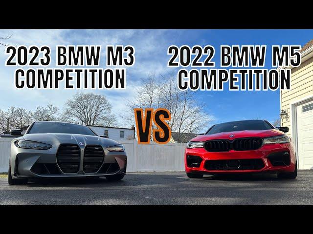 2023 BMW M3 COMP VS 2022 BMW M5 COMP #bmw #bmwm3 #bmwm5