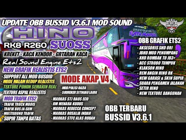 UPDATE OBB BUSSID V3.6.1 SOUND HINO RK8 JET SUOSS KREKET | MODE AKAP V4 | BUS SIMULATOR INDONESIA