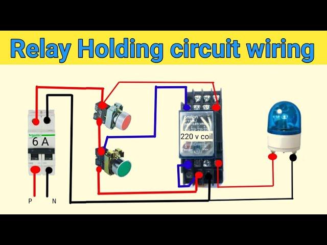 Relay Holding circuit control wiring  | How to hold relay using push buttons | DOL starter |