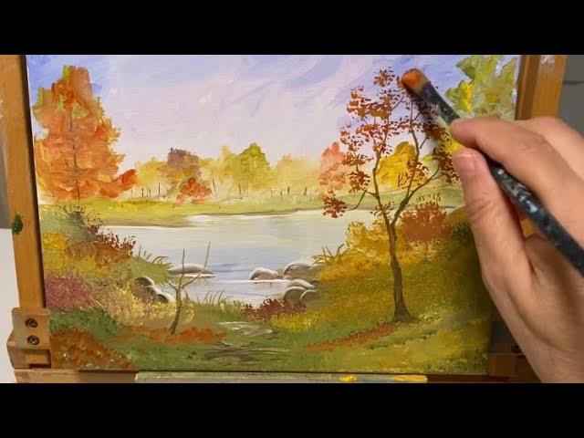 A Gust of Autumn Color in Acrylic