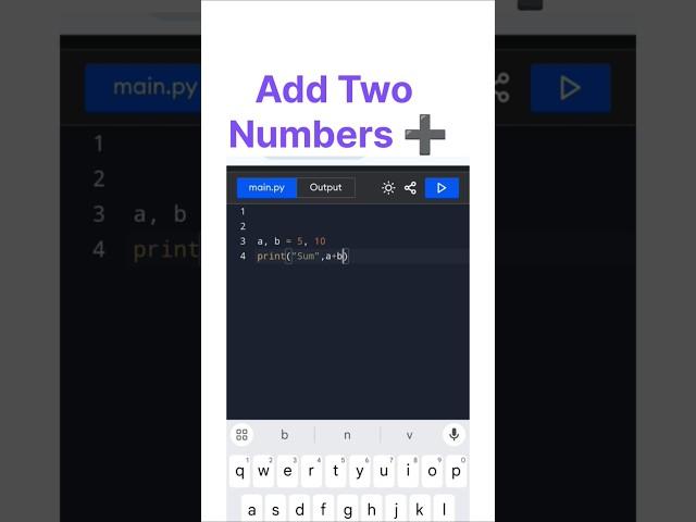 Add Two Numbers  #Python #Math #Programming #coding #learnpython #codinginterviews #code #trending