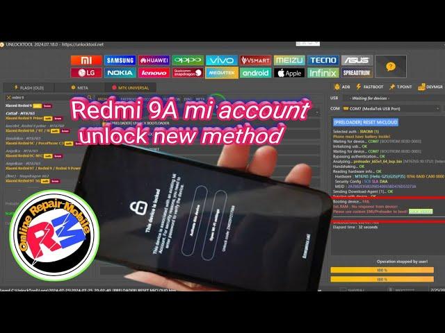 Redmi 9A mi account unlock new method 10 August 2024 OnlineRepairMobile@onlinerepairmobile