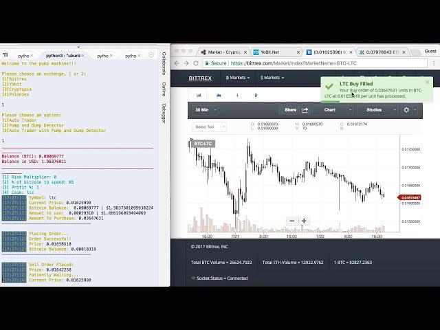 Free Trial Pump and Dump Bot Demo of Trading on Yobit, Bittrex, Cryptopia & Poloniex