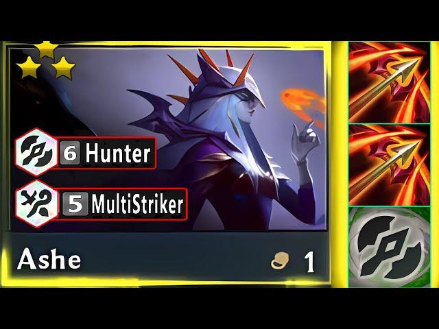 6 Hunter into Hurricane Augment Ashe ⭐⭐⭐ 3 Star | ft. 5 Multistriker Augment  TFT SET 12