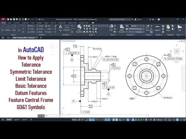 How to Apply Geometric Dimensions and Tolerance | GD&T Drawing | AutoCAD