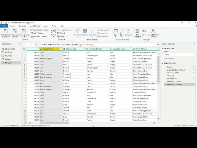 Extracting min date and Max date dynamically using power query editor