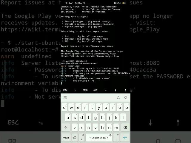 Run vscode in mobile | Android | without root #shorts