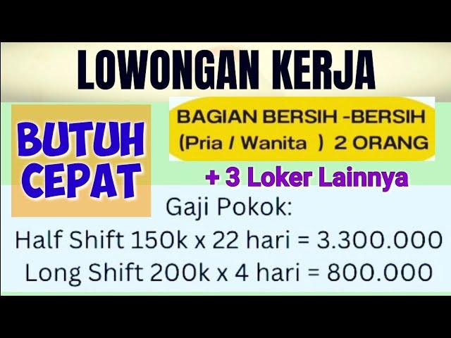 Loker Terbaru 2025 ll Siapa Cepat Dia Dapat ll lowongan kerja hari ini