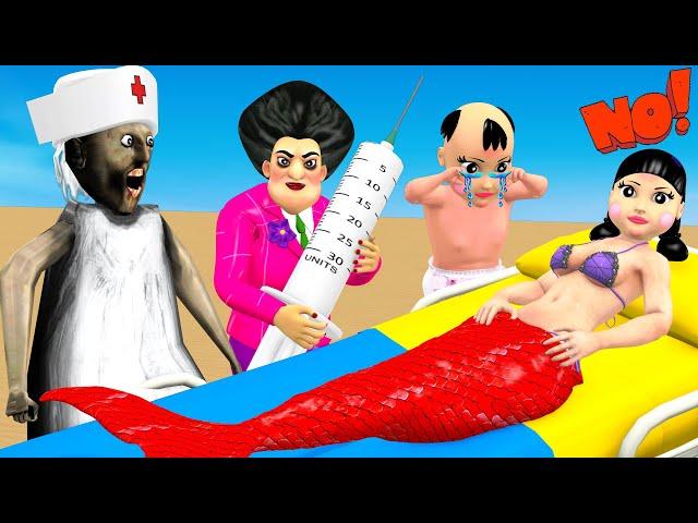 Scary Teacher 3D vs Squid Game Help The Mermaid Heal on Land 5 Times Challenge The Smartest Granny