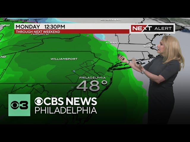 Breezy with highs in the 50s in Philadelphia Sunday, multiple days of rain to start the week