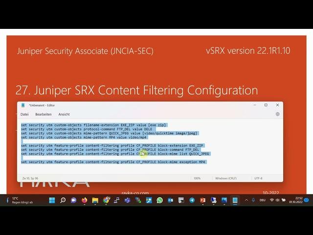 27. Juniper SRX Content Filtering Configuration