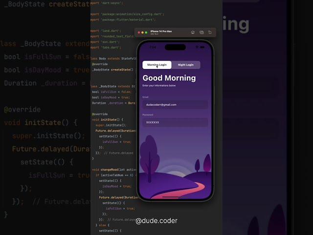 Flutter ui Animation | Login Page with Dark and light mode