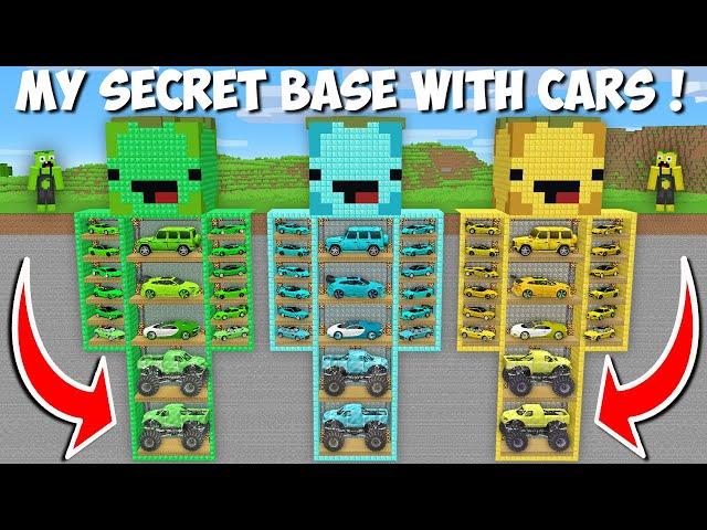 I built DIAMOND vs GOLD vs EMERALD BASE WITH CARS in Minecraft ! SUPER SECRET HOUSE !