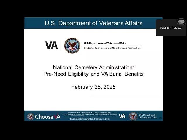 NCA Pre-Eligibility and VA Burial Benefits 02.25.2025