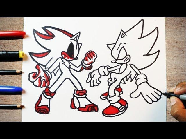 Sonic & Sonic EXE paper craft drawing /Como debujar Sonic exe/ fleetway sonic #sonic #shots