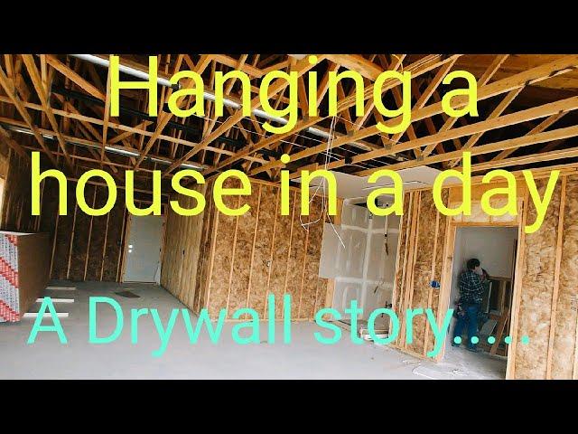 Hanging drywall, 1 house 1 day, full crew start to finish drywall hang. Work vlog