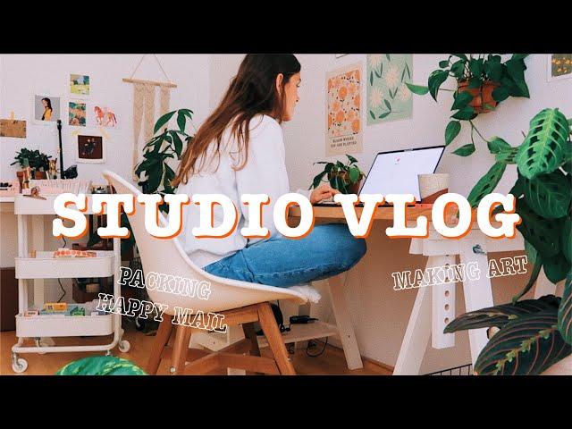 STUDIO VLOG  packing Patreon happy mail, drawing + new stickers!