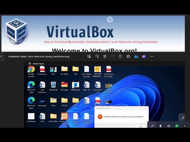 How to Fix Virtual Box Installer installation failed ! error fatal error during installation