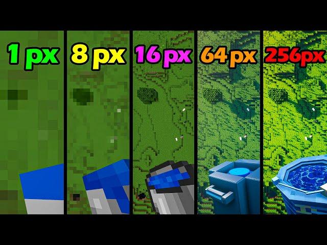 1px vs 8px vs 16px vs 64px vs 256px vs 512px texture