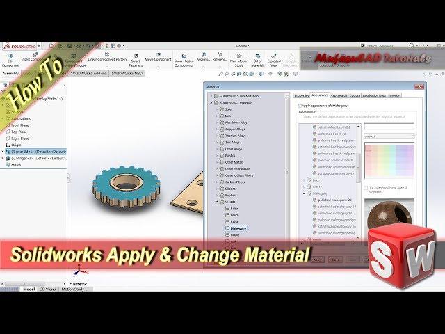 Solidworks Tutorial Apply And Change Material In Assembly