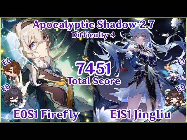 Apocalyptic Shadow 2.7 - E0S1 Firefly x E1S1 Jingliu 7451 Total Score Clear | Honkai Star Rail