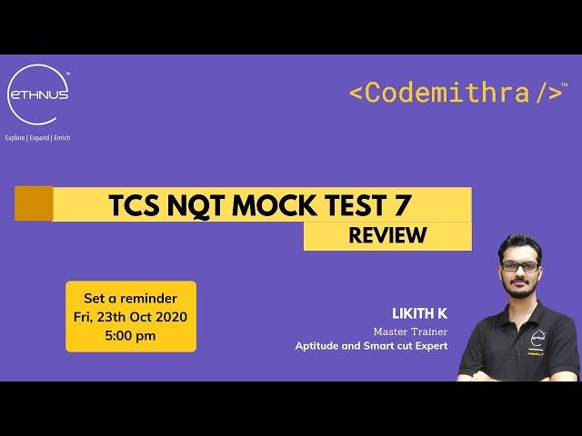 TCS NQT 2021 (New Pattern) | MasterClass 22 | Aptitude Review of TCS NQT Mock Test - 7