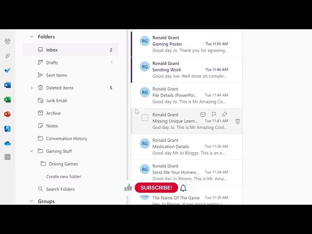 Using Email - IT Users - WJEC Entry Level - Part 28 - ORGANISE EMAIL | Create SubFolder & Move Email