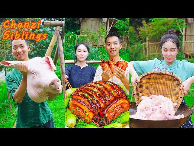 Classic Pork Recipes Compilation | Chinese Food Outdoor Cooking | Mukbang Pig Head Eating Challenge