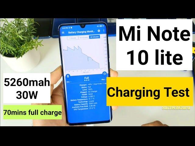 Mi note 10 lite charging test 30w 5260mah battery