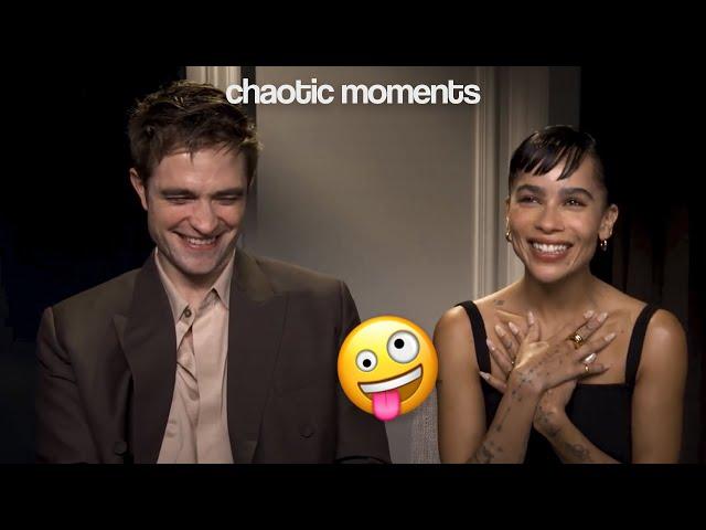 robert pattinson and zoe kravitz being chaotic during the batman press tour