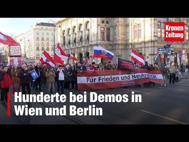 Demos gegen Russland-Sanktionen und Waffenlieferungen in Wien und Berlin