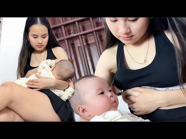 FULL VIDEO: The daily life of a beautiful, single mother. breastfeeding