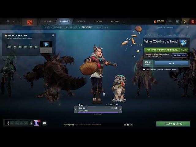 opening 13 treasure winter 2024 heroes' hoard frostivus 2024 dota 2 pasdo