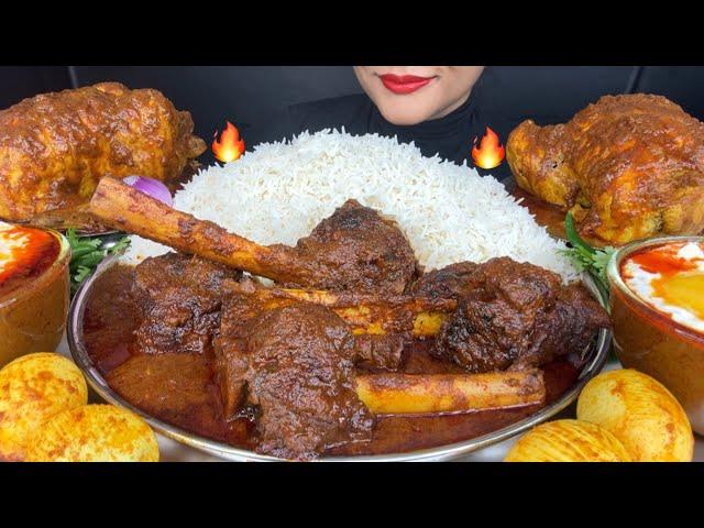 ASMR EATING VILLAGE MUTTON CURRY,WHOLE CHICKEN CURRY,EGG CURRY,EXTRA GRAVY