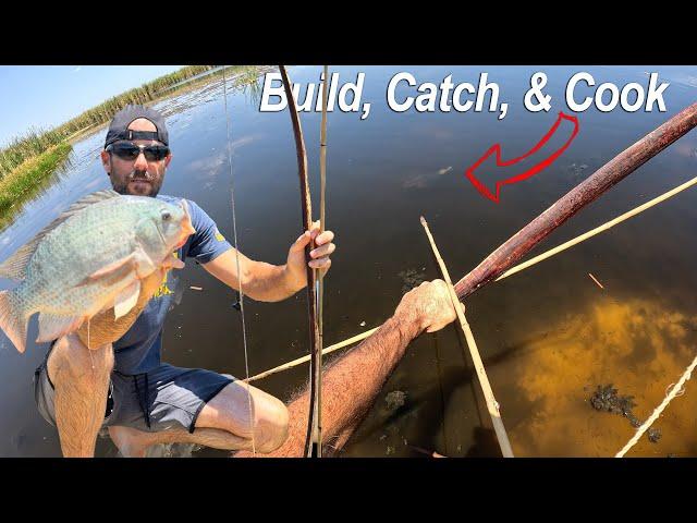 Primitive Bow Build, Catch and Cook | Tilapia | Bamboo Fish Arrows