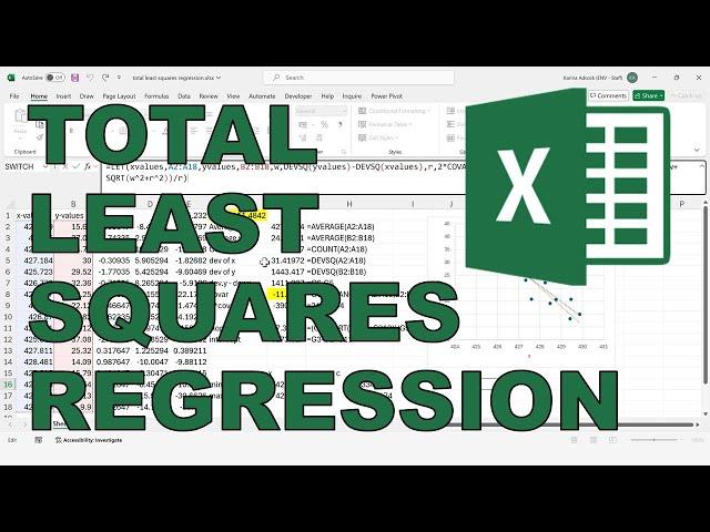 How to calculate total least squares regression in excel