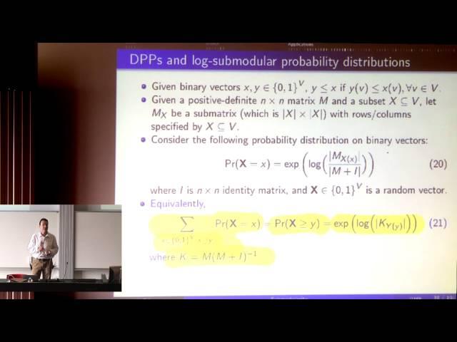 Submodularity and Optimization -- Jeff Bilmes (Part 1)