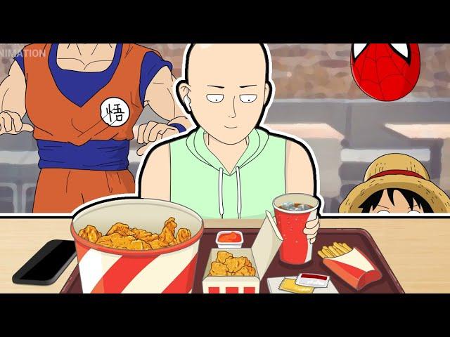 Fast Food ASMR / Look Who's Stealing Saitama's Food?! /  ASMR Animation