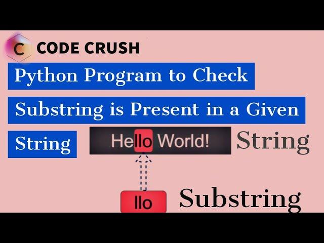 Python Program To Check Substring is Present in a Given String | Substring | Python Strings