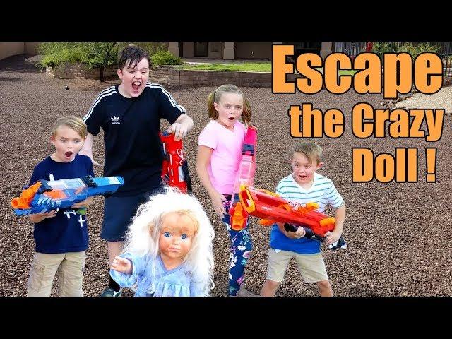 Escape the Crazy Doll! Sneak Attack Nerf Adventure with Ethan and Cole, Extreme Toys TV!