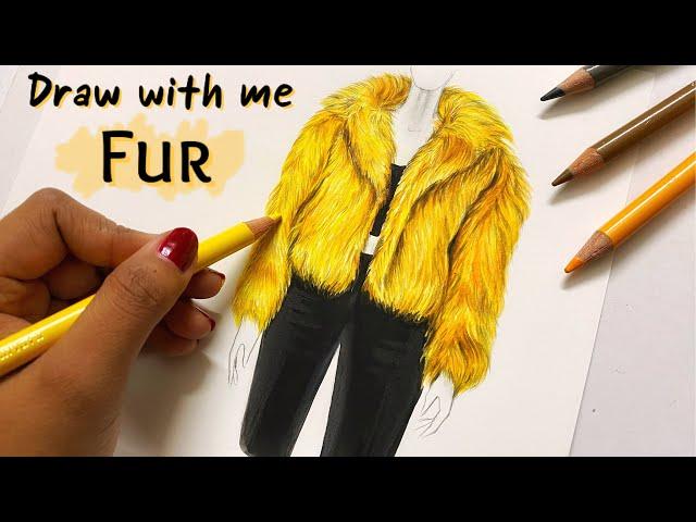 Faux Fur | Pencil blending technique | Fashion illustration  | Art Studio by Srabani