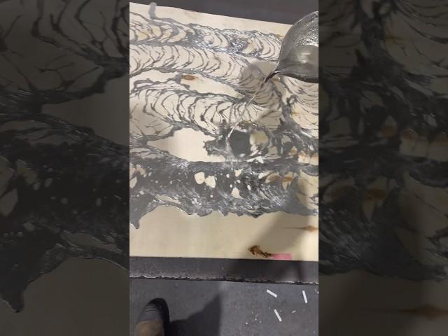 Pouring molten metal onto wood! #moltenmetal #satisfying #metalspill