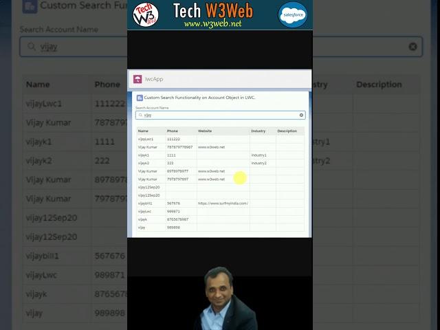 Custom search functionality in salesforce LWC | #shorts #youtubeshorts #shorts #w3web