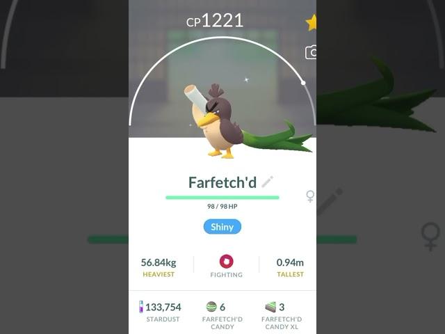 Pokémon go shiny galarian farfecth’d #pokemon #shorts