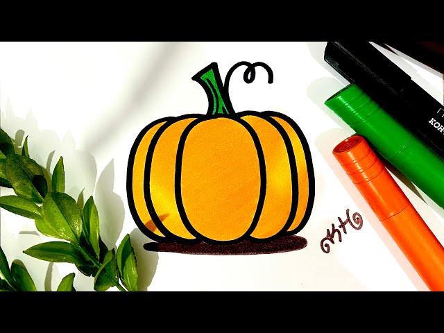 How to draw a pumpkin - super easy step by step tutorial