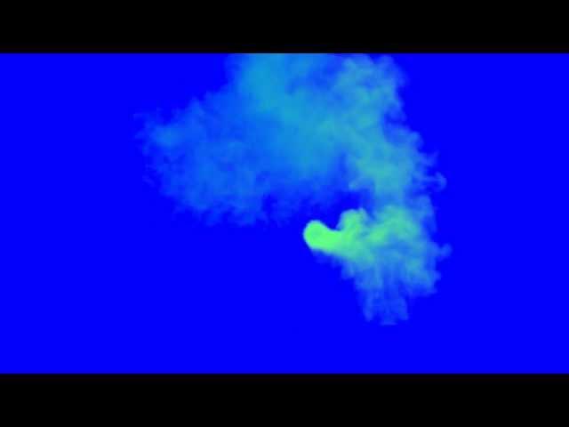 green smoke turbulancing in a blue screen free animated