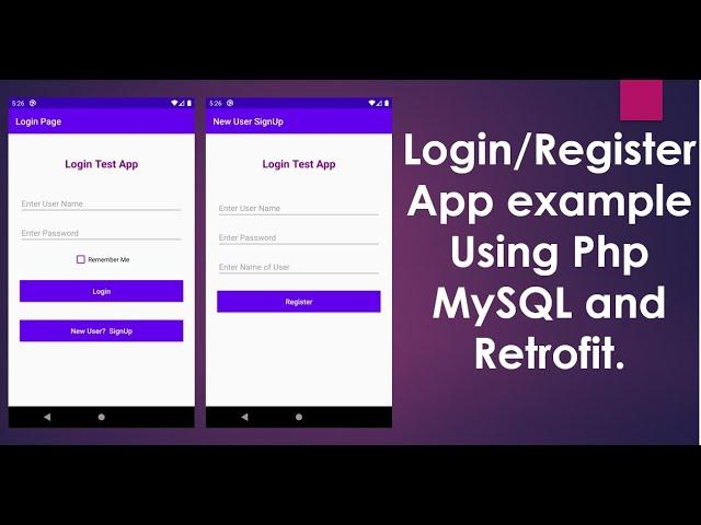 Android Login and Registration with PHP MySQL and Retrofit.