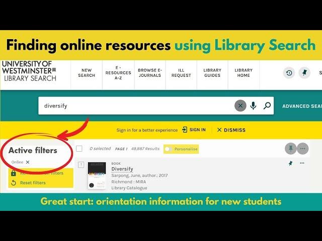 Finding online resources using Library Search