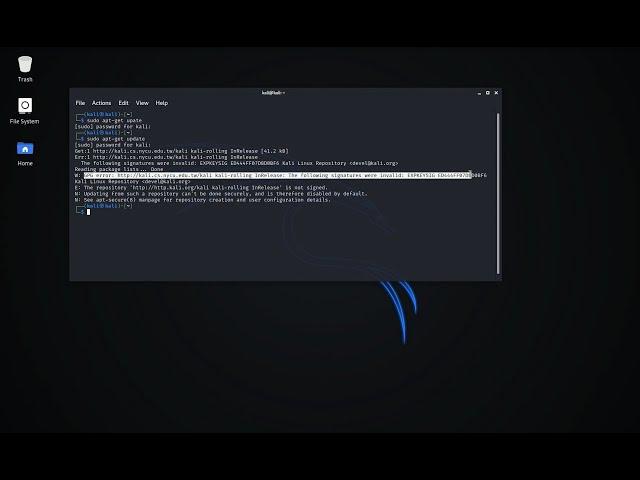 Fixing GPG Error: Updating Kali Linux with Correct Repositories