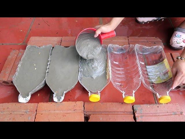 How To Make Cement Pots Easily From Plastic Bottles At Home For You